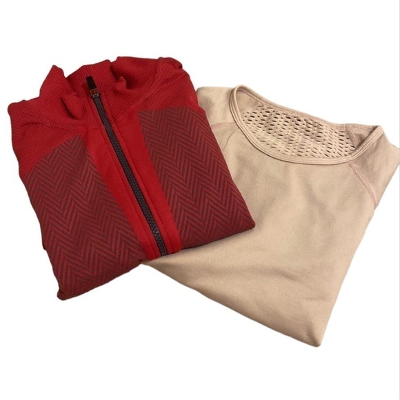 Fabletics zipper down sweatshirt and long sleeve pink top. Size S - Picture 1 of 13